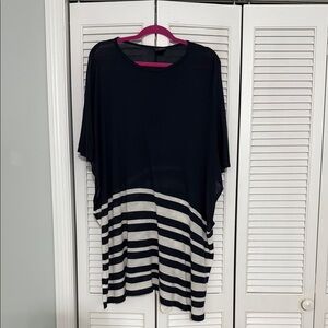 Brooks Brothers Navy and White Striped Poncho Top